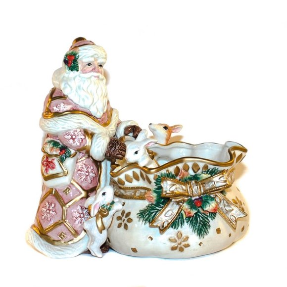 Fitz and Floyd Other - Santa Candy or Goody Christmas Bowl.  Vintage - 1996.  Collectible - Snowy Woods